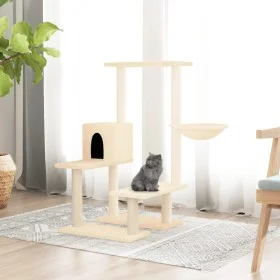 Rascador para gatos con postes de sisal color crema 94,5 cm de vidaXL, Mobiliario para gatos - Ref: Foro24-171639, Precio: 45...
