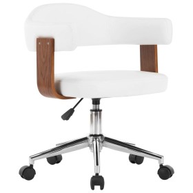 Silla oficina giratoria madera curvada cuero sintético blanco en Sillas de oficina | Comprar online en Foru.es