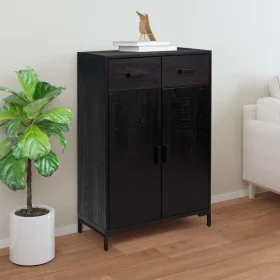 Zapatero de madera maciza de pino negro 75x40x110 cm de vidaXL, Zapateros y organizadores de calzado - Ref: Foro24-349934, Pr...