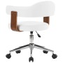 Silla oficina giratoria madera curvada cuero sintético blanco en Sillas de oficina | Comprar online en Foru.es