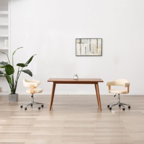 Silla de oficina giratoria madera curvada cuero sintético crema en Sillas de oficina | Comprar online en Foru.es