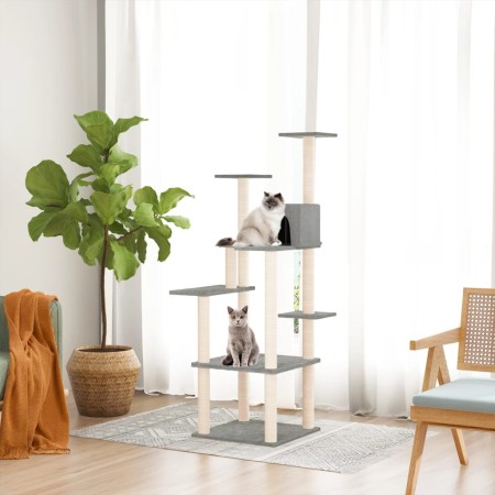Rascador para gatos con postes de sisal gris claro 153 cm de vidaXL, Mobiliario para gatos - Ref: Foro24-171637, Precio: 53,1...