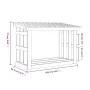 Leñero de madera maciza de pino negro 108x64,5x77 cm de vidaXL, Accesorios para bolsas y soportes de leña - Ref: Foro24-82243...