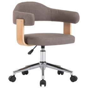 Silla de oficina giratoria de madera curvada y tela gris taupe en Sillas de oficina | Comprar online en Foru.es