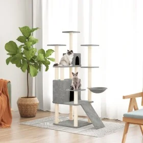 Rascador para gatos con postes de sisal gris claro 154 cm de vidaXL, Mobiliario para gatos - Ref: Foro24-171691, Precio: 72,5...
