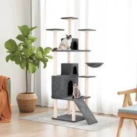 Rascador para gatos con postes de sisal gris oscuro 175 cm de vidaXL, Mobiliario para gatos - Ref: Foro24-171686, Precio: 90,...