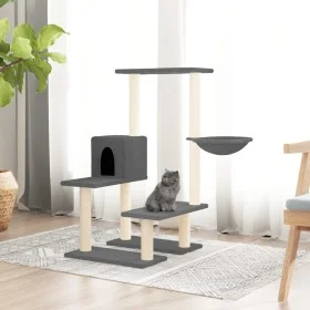 Rascador para gatos con postes de sisal gris oscuro 94,5 cm de vidaXL, Mobiliario para gatos - Ref: Foro24-171641, Precio: 39...