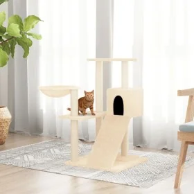 Rascador para gatos con postes de sisal color crema 82 cm de vidaXL, Mobiliario para gatos - Ref: Foro24-171666, Precio: 58,3...