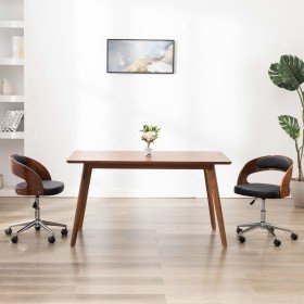 Silla de oficina giratoria madera curvada cuero sintético negro en Sillas de oficina | Comprar online en Foru.es