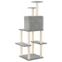 Rascador para gatos con postes de sisal gris claro 144,5 cm de vidaXL, Mobiliario para gatos - Ref: Foro24-171631, Precio: 56...