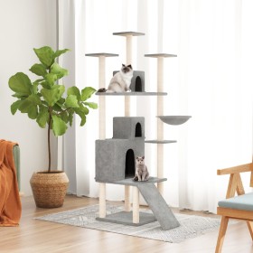 Rascador para gatos con postes de sisal gris claro 175 cm de vidaXL, Mobiliario para gatos - Ref: Foro24-171685, Precio: 90,9...