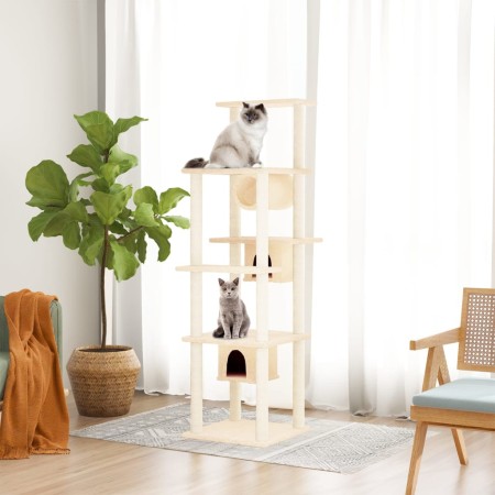 Rascador para gatos con postes de sisal crema 169 cm de vidaXL, Mobiliario para gatos - Ref: Foro24-171672, Precio: 97,22 €, ...