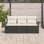Conjunto de sofá de jardín con cojín 3 pcs Negro Poliratán en Sofás de exterior | Comprar online en Foru.es