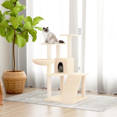 Rascador para gatos con postes de sisal crema 94 cm de vidaXL, Mobiliario para gatos - Ref: Foro24-171702, Precio: 49,84 €, D...