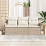 Conjunto de sofá de jardín con cojín 3 pcs Beige Poliratán en Sofás de exterior | Comprar online en Foru.es
