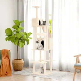 Rascador para gatos con postes de sisal color crema 201 cm de vidaXL, Mobiliario para gatos - Ref: Foro24-171642, Precio: 107...