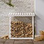 Leñero de madera maciza de pino blanco 108x64,5x110 cm de vidaXL, Accesorios para bolsas y soportes de leña - Ref: Foro24-822...