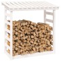 Leñero de madera maciza de pino blanco 108x64,5x110 cm de vidaXL, Accesorios para bolsas y soportes de leña - Ref: Foro24-822...