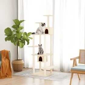 Rascador para gatos con postes de sisal crema 176 cm de vidaXL, Mobiliario para gatos - Ref: Foro24-171687, Precio: 69,90 €, ...