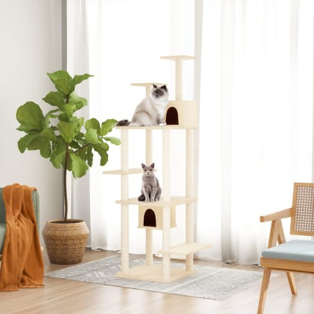 Rascador para gatos con postes de sisal crema 176 cm de vidaXL, Mobiliario para gatos - Ref: Foro24-171687, Precio: 70,76 €, ...