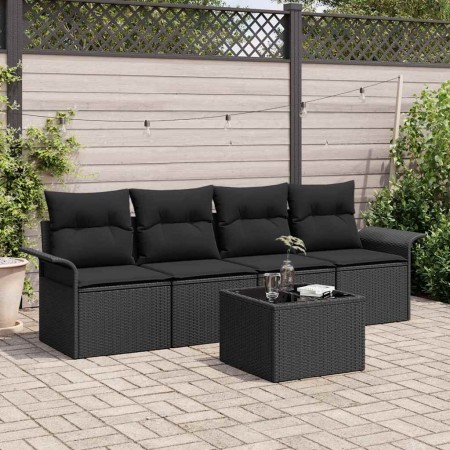 Conjunto de sofá de jardín 5 pcs Negro ratán sintético en Sofás de exterior | Comprar online en Foru.es