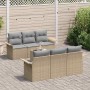 Conjunto de sofás de jardín 7 pcs Beige y gris ratán sintético en Sofás de exterior | Comprar online en Foru.es