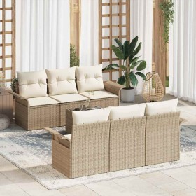 Conjunto de sofás de jardín 7 pcs Beige y Crema ratán sintético en Sofás de exterior | Comprar online en Foru.es