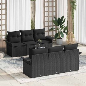 Conjunto de sofás de jardín 7 pcs Negro ratán sintético en Sofás de exterior | Comprar online en Foru.es