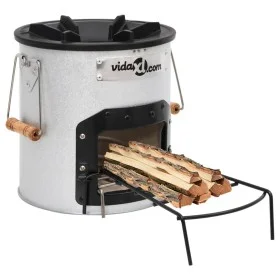 Hornillo de leña para camping acero plateado 45x25x26 cm de vidaXL, Chimeneas - Ref: Foro24-319438, Precio: 83,62 €, Descuent...
