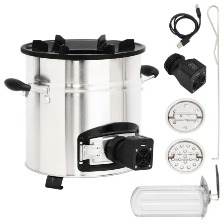 Cocina leña ventilador USB acero inoxidable plata 35,5x26x28 cm de vidaXL, Chimeneas - Ref: Foro24-319443, Precio: 134,60 €, ...