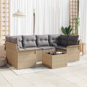 Conjunto de sofá de jardín con cojín Manual 7 pcs Beige y gris en Sofás de exterior | Comprar online en Foru.es