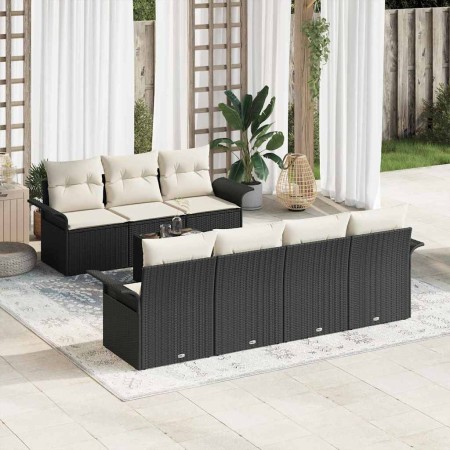 Conjunto de sofás de jardín 8 pcs Negro y crema ratán sintético en Sofás de exterior | Comprar online en Foru.es
