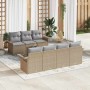 Conjunto de sofás de jardín 8 pcs Beige y gris ratán sintético en Sofás de exterior | Comprar online en Foru.es