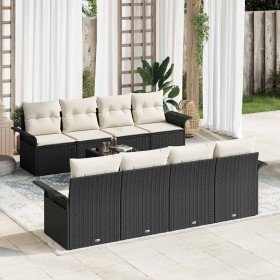 Conjunto de sofá de jardín 9 pcs Negro y crema ratán sintético en Sofás de exterior | Comprar online en Foru.es