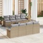 Conjunto de sofá de jardín 9 pcs Beige y gris ratán sintético en Sofás de exterior | Comprar online en Foru.es