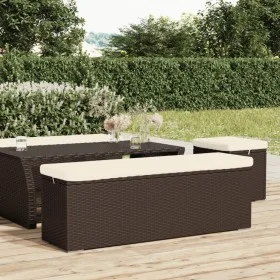 Banco otomana con cojín ratán sintético marrón 110x30x40 cm de vidaXL, Bancos de jardín - Ref: Foro24-319397, Precio: 98,36 €...