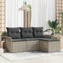 Conjunto de sofá de jardín con cojín 4 pcs Gris claro Poliratán en Sofás de exterior | Comprar online en Foru.es