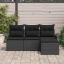 Conjunto de sofá de jardín con cojín 4 pcs Negro Poliratán en Sofás de exterior | Comprar online en Foru.es