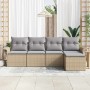 Conjunto de sofá de jardín 5 pcs Beige ratán sintético en Sofás de exterior | Comprar online en Foru.es