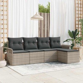 Conjunto de sofá de jardín 5 pcs Gris Claro ratán sintético en Sofás de exterior | Comprar online en Foru.es