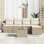 Conjunto de sofá de jardín 6 pcs Beige ratán sintético en Sofás de exterior | Comprar online en Foru.es