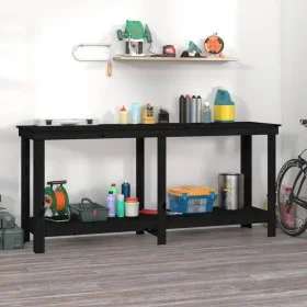 Werkbank aus massivem Kiefernholz schwarz 180x50x80 cm von vidaXL, Arbeitstische - Ref: Foro24-822515, Preis: 186,80 €, Rabat...
