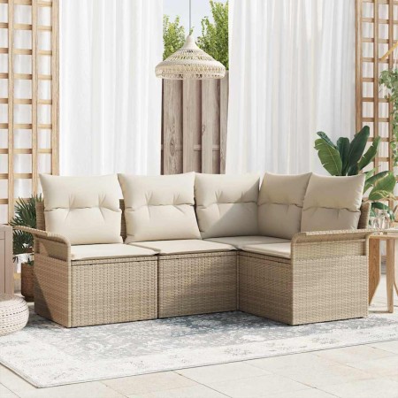Conjunto de sofá de jardín 4 pcs Beige ratán sintético en Sofás de exterior | Comprar online en Foru.es