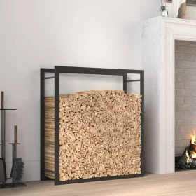 Leñero de acero negro mate 80x28x86 cm de vidaXL, Bolsas y soportes de leña - Ref: Foro24-350307, Precio: 31,97 €, Descuento: %