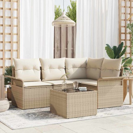 Conjunto de sofá de jardín 5 pcs Beige ratán sintético en Sofás de exterior | Comprar online en Foru.es