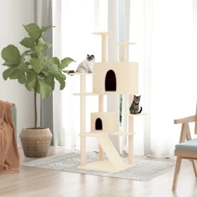 Rascador para gatos con postes de sisal crema 153 cm de vidaXL, Mobiliario para gatos - Ref: Foro24-171693, Precio: 69,60 €, ...