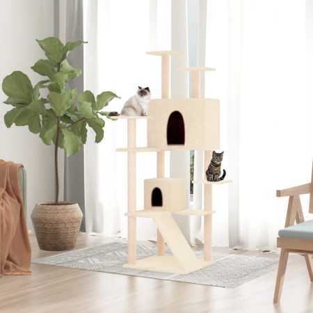 Rascador para gatos con postes de sisal crema 153 cm de vidaXL, Mobiliario para gatos - Ref: Foro24-171693, Precio: 70,64 €, ...