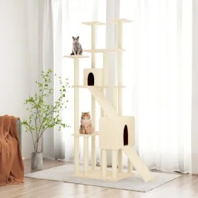 Rascador para gatos con postes de sisal crema 190 cm de vidaXL, Mobiliario para gatos - Ref: Foro24-171648, Precio: 103,41 €,...