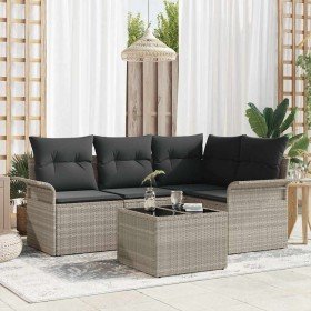 Conjunto de sofá de jardín 5 pcs Gris Claro ratán sintético en Sofás de exterior | Comprar online en Foru.es