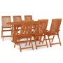 Juego de comedor para jardín 7 pzas madera maciza de eucalipto de vidaXL, Conjuntos de jardín - Ref: Foro24-3087339, Precio: ...